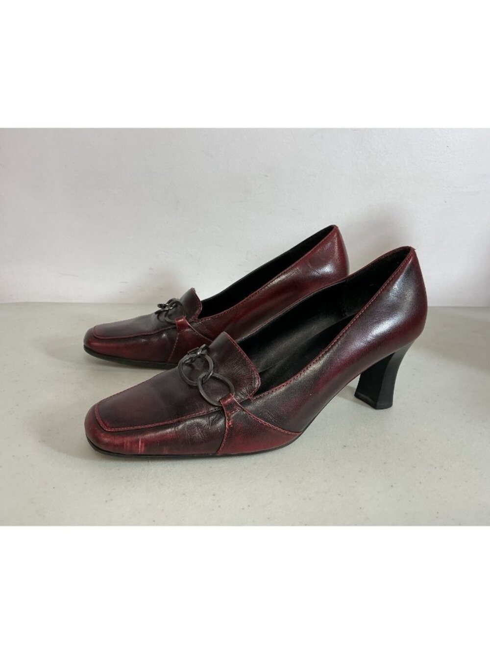 Liz Claiborne Leather Heels Y2K Red Burgundy Womens 7